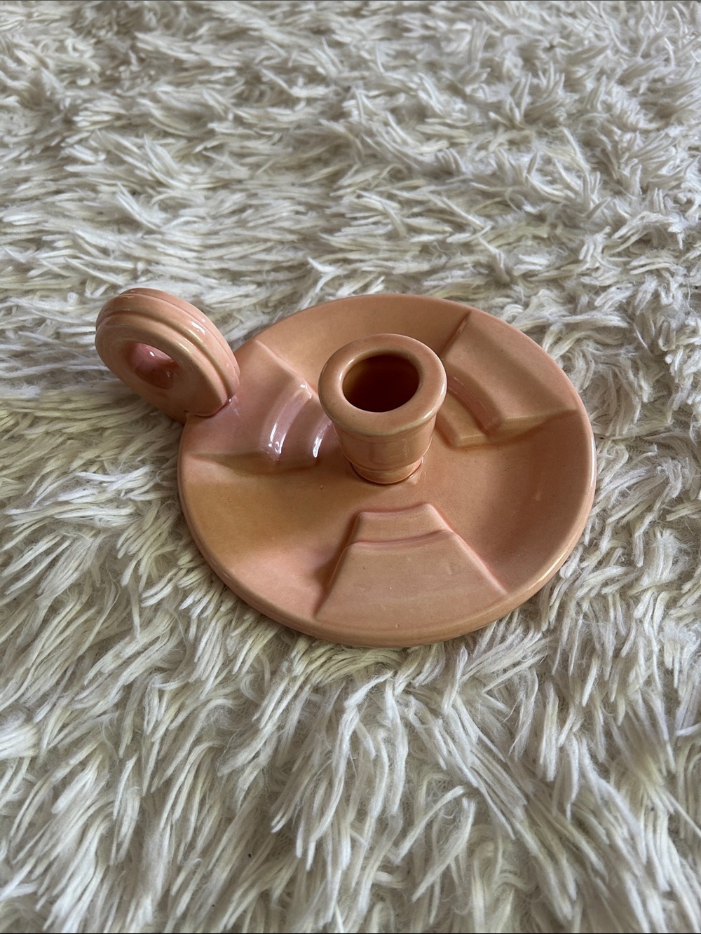 Vintage Peach Ceramic Chamber Candle Holder